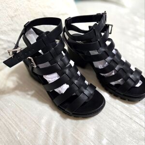 Women's Black Strappy Sandals By SODA Size 7 1/2. NWOB. NEVER WORN!!